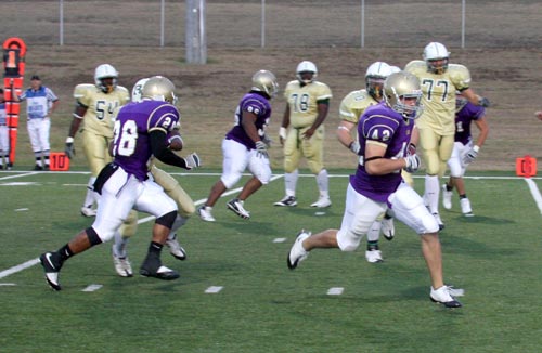 Bethel's #42 Wade Vandergriff puts the finishing touches on an 11-yard interception return for a TD.